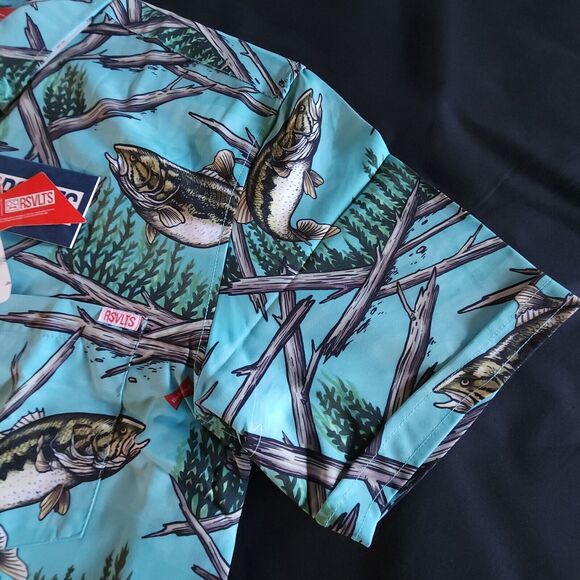 RSVLTS Budweiser Shirt Mens Size Medium M Fishing Bass All Over Kunuflex NWT - Picture 8 of 14